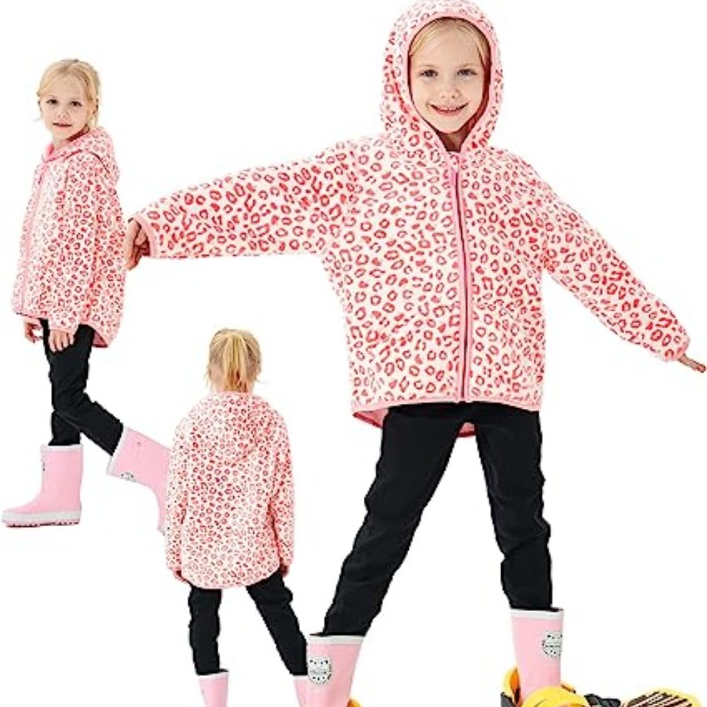 Hiheart Girls Polar Fleece Lined Sherpa Jacket with Hood